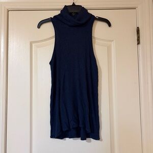 We the Free Navy Sleeveless Turtleneck Top